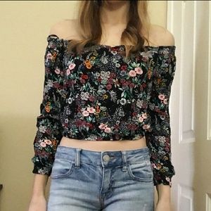 Floral off the shoulder crop top